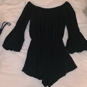 Black off-the-shoulder Romper :)